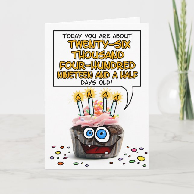 Cartão Feliz Cupcake de aniversário - 72 anos (Frente)