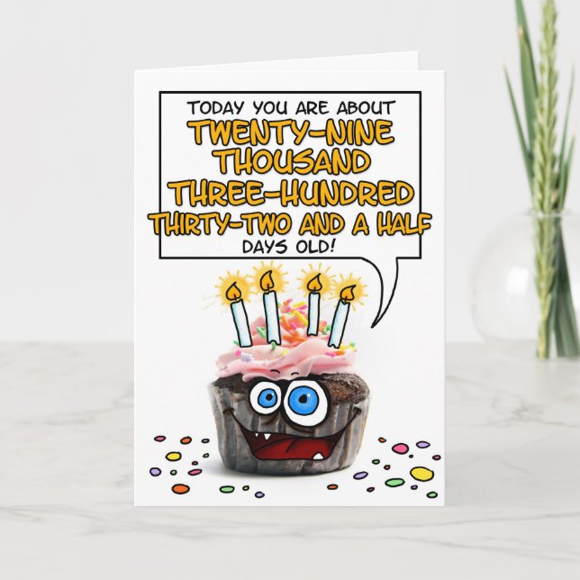 Cartão Feliz Cupcake de aniversário - 80 anos (Frente)