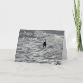 Cartão feliz da aposentadoria do surfista