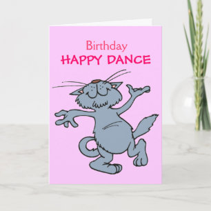 Cartão Feliz Dança Feliz Aniversário Dançando Gato