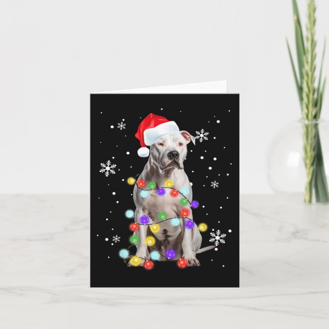 Cartão Feliz de Cachorros Papais noeis Pitbull Natal T (Frente)