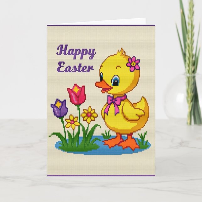 Cartão Feliz de Franguinho de Primavera (Frente)