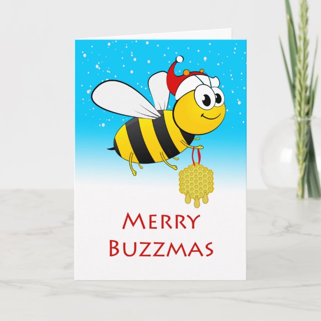Cartão Feliz de Natal Bebê Buzzmas com ornamento de Mel (Frente)