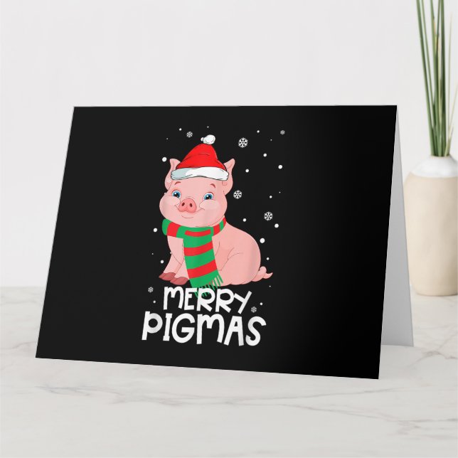 Cartão Feliz De Natal Pigmas Engraçado Xmas Pajama Oferec (Frente)