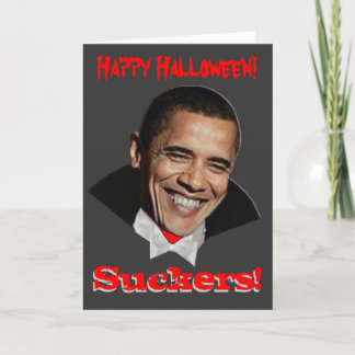 Cartão feliz de Obama o Dia das Bruxas dos otários
