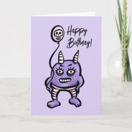 Cartão Feliz Demônio Roxo Pastel Whimsigoth Aniversário