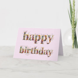 Cartão Feliz design de texto de aniversário das flores se