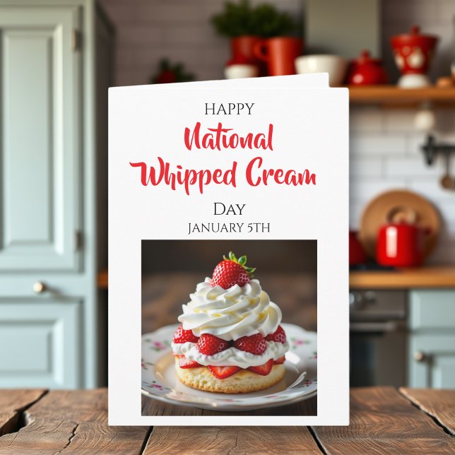 Cartão Feliz Dia da Creme Chantilly | 5 de janeiro (Criador carregado)