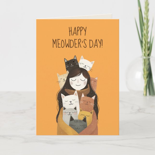 Cartão Feliz Dia da Gatinha Mãe Querida Gata Mamãe Dia da (Frente)