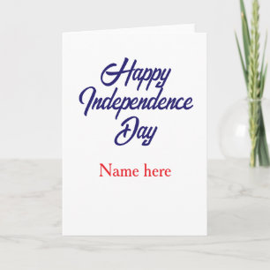 Cartão feliz dia da independência nome vermelho azul amer