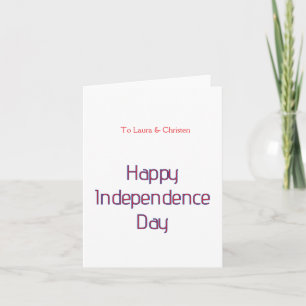 Cartão feliz dia da independência vermelho azul nome data