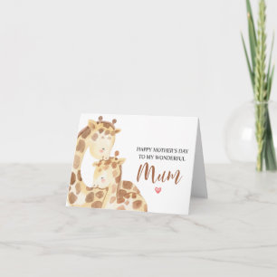Cartão Feliz Dia da Mãe para a Maravilhosa Mãe Girafa