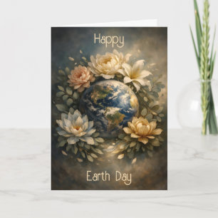 Cartão Feliz Dia da Terra Arte Floral do Planeta