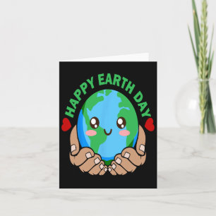 Cartão Feliz Dia da Terra Kawaii Planeta Natureza Sobrevi