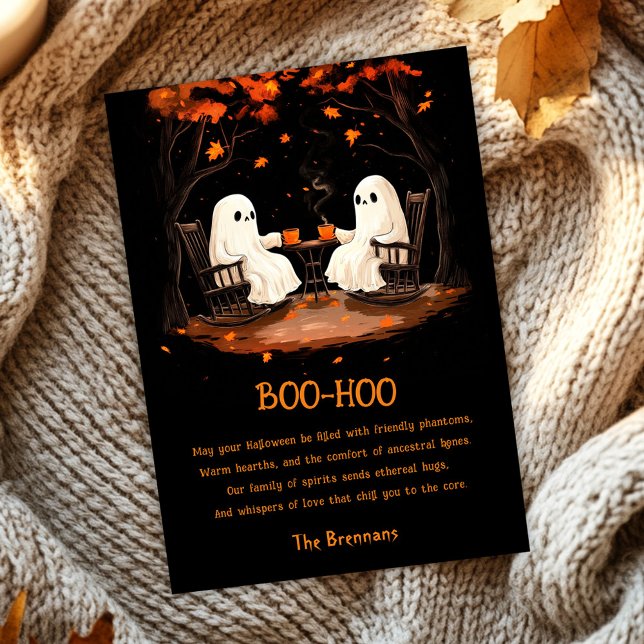 Cartão Feliz Dia das Bruxas (Spooky Ghosts October Happy Halloween Greeting Card)