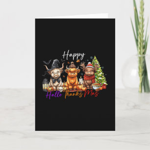 Cartão Feliz Dia das Bruxas Ação de Graças Natal Vaca Fer