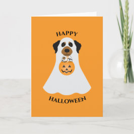 Cartão Feliz Dia das Bruxas Cachorro Fantasma