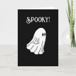 Cartão Feliz Dia das Bruxas com Fantasma Assustado