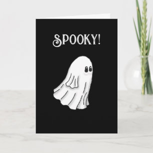 Cartão Feliz Dia das Bruxas com Fantasma Assustado