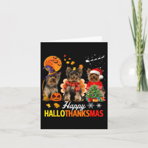 Cartão Feliz Dia das Bruxas de Hallothanksmas Feliz Yorki