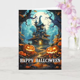 Cartão Feliz Dia das Bruxas de Spooky Dwelling