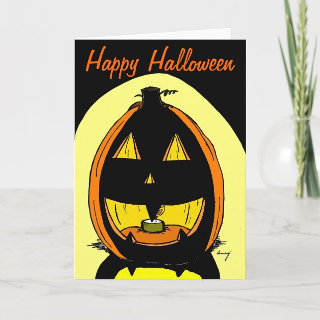 Cartão "Feliz Dia das Bruxas" do Jack o'Lantern (Frente)
