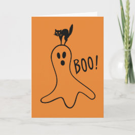 Cartão Feliz Dia das Bruxas Fantasma Gato Preto Fofo Lara