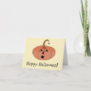 Cartão Feliz Dia das Bruxas! Notecard de abóbora