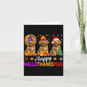 Cartão Feliz Dia das Bruxas Poodle Cão de Halloween Engra