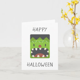Cartão Feliz Dia das Bruxas Rosto de Monstro de Frankenst