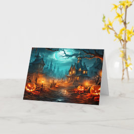 Cartão Feliz Dia das Bruxas - Velho Casarão Assombrado