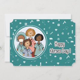 Cartão Feliz Dia das Enfermeiras. Grupo de Enfermeiros