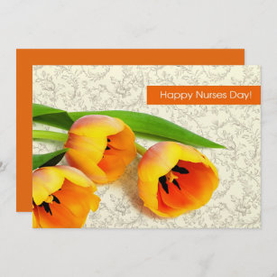 Cartão Feliz Dia das Enfermeiras. Placa plana primavera T