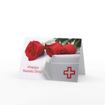 Feliz Dia das Enfermeiras. Rosa vermelha e Boné de
