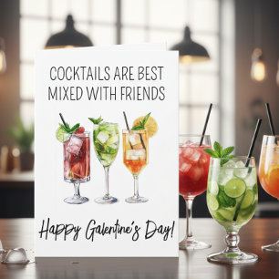 Cartão Feliz Dia das Galentinas, Amigos de Cocktail