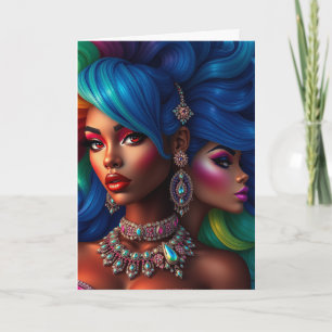 Cartão Feliz Dia das Mães Afrocentrada Negra Magnífica Ir