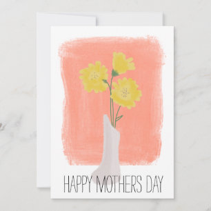 Cartão Feliz Dia das Mães Amarelos Florais Pincelada