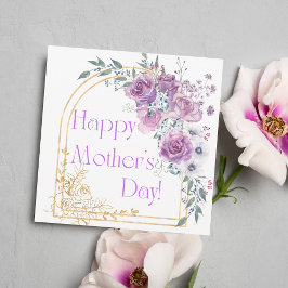 Cartão feliz dia das mães, arco floral dourado rosa aquar