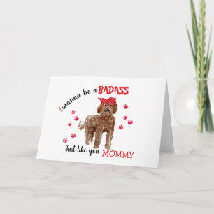 Cartão Feliz Dia das Mães Badass do cachorro Labradoodle