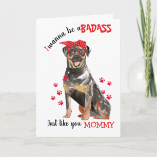 Cartão Feliz Dia das Mães Badass do cachorro Rottweiler