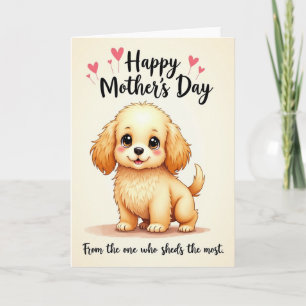 Cartão Feliz Dia das Mães Cachorro Dourado