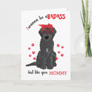 Cartão Feliz Dia das Mães Cachorro Labradoodle Preto Mali
