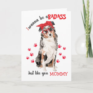 Cartão Feliz Dia das Mães Cachorro Pastor Australiano Mal