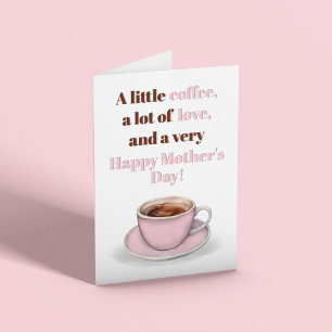Cartão Feliz Dia das Mães Café Cor-de-Rosa Cumprimentos