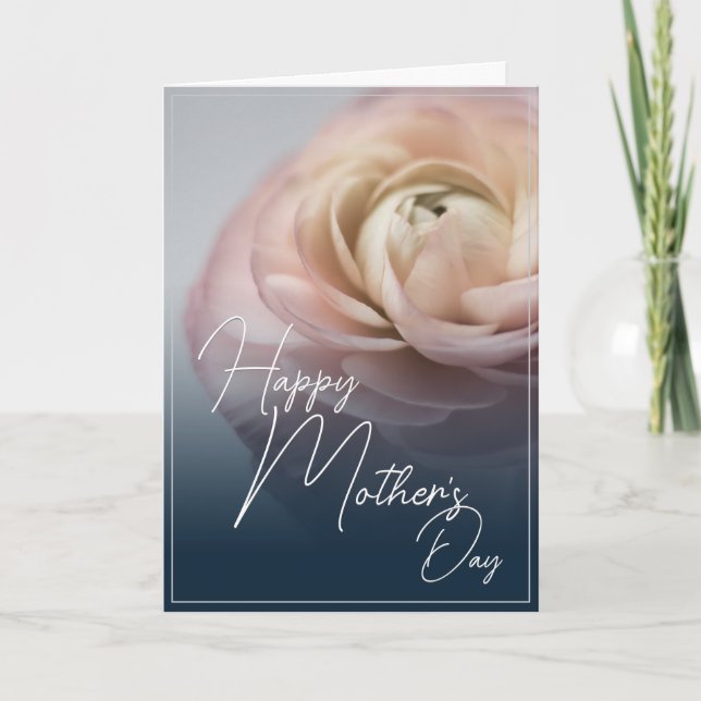 Cartão Feliz Dia das Mães com Grande Rosa Rosa (Frente)