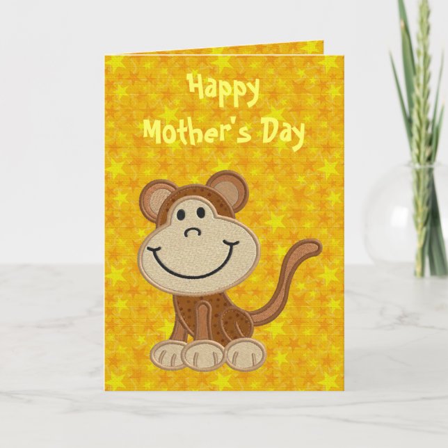 Cartão Feliz dia das mães de seu macaco pequeno (Frente)
