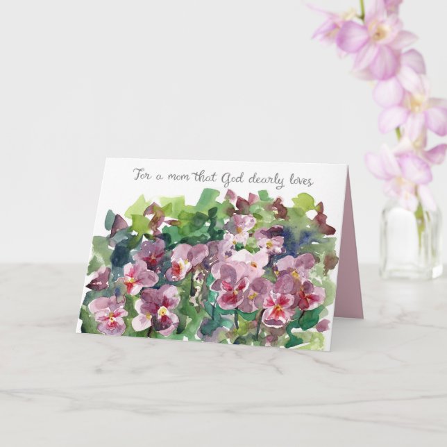 Cartão Feliz Dia das Mães Deus Te Ama Flores de Amor-Perf (Orquídea)