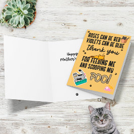 Cartão Feliz Dia das Mães Divertido e Fofo de Gato Amarel