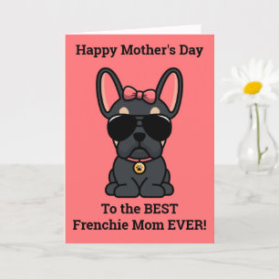 Cartão Feliz Dia das Mães do Dog Black Tan Frenchie