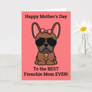 Cartão Feliz Dia das Mães do Dog Red Fawn Frenchie